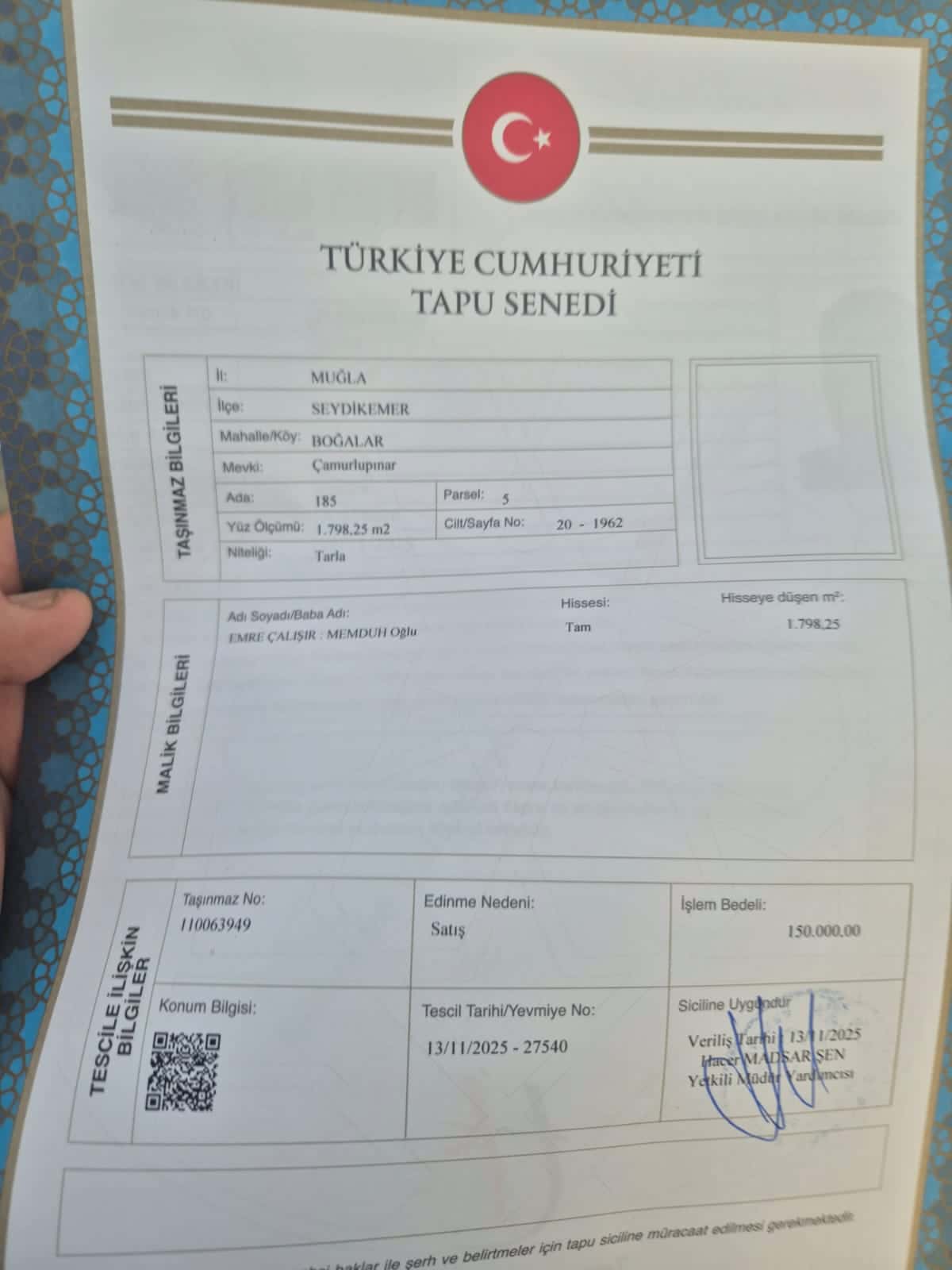 Seydikemer Boğalarda Tarla - Ada:185/Parsel:5 Boğalar Mah. Seydikemer/Muğla müzayede küçük resim 5